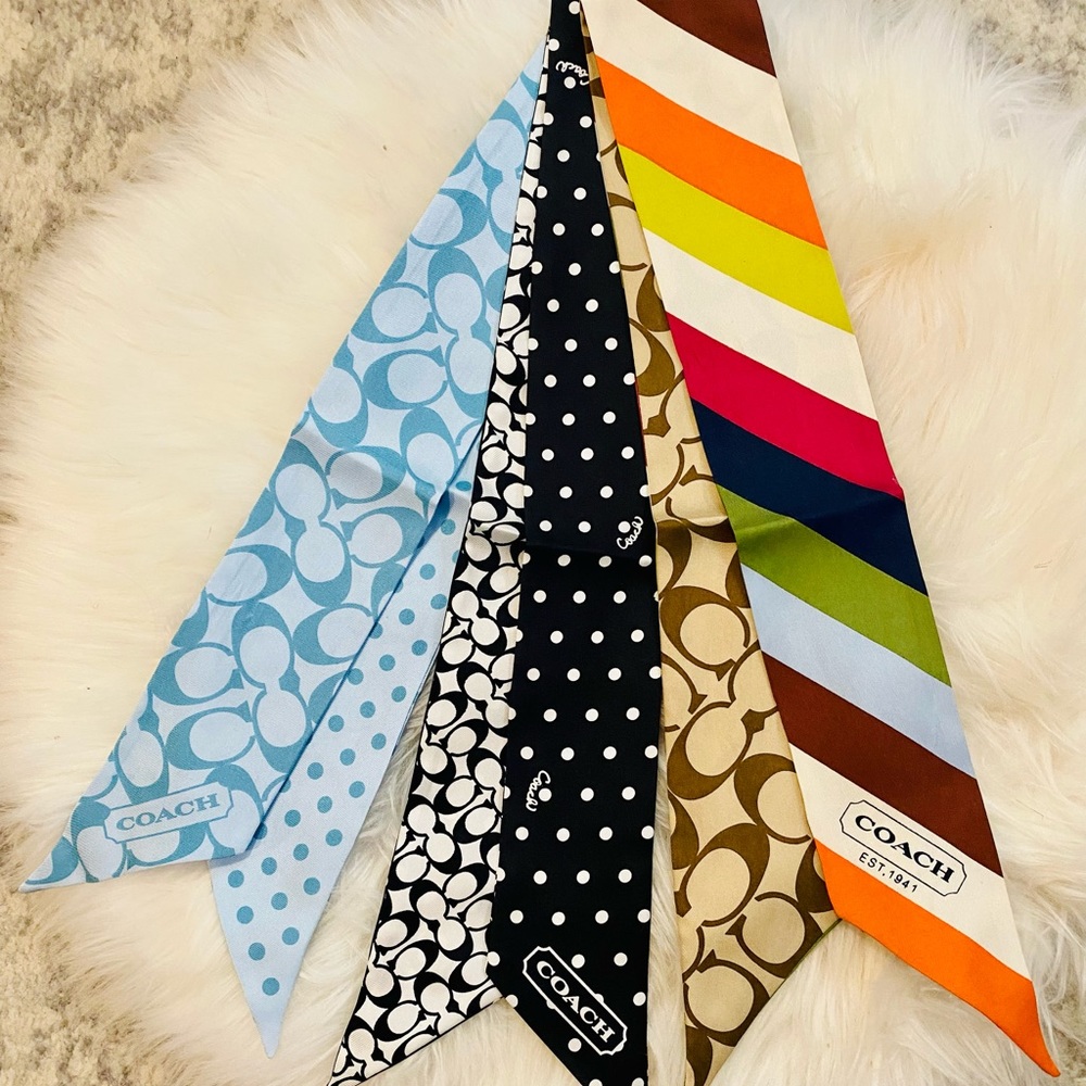 LIKE NEW Coach Silk Skinny Scarves (Set of 3) - Picture 7 of 7